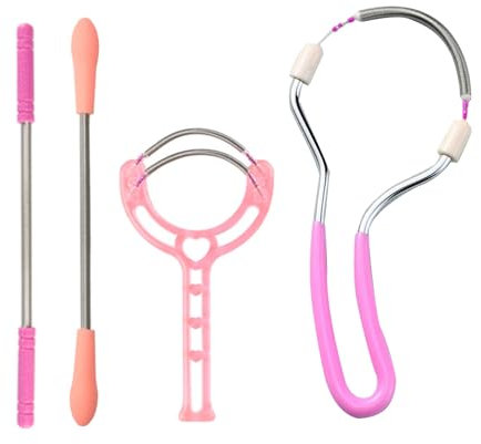 Epilatore Viso Manuale, 4 pezzi Strumento Rimozione peli Viso, Trumento Filettatura a Molla per peli Labbro Superiore/Sopracciglia, Primavera di Rimozione dei Capelli Molla per Donne e Uomini