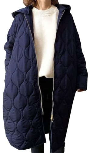 Cappotto invernale da donna, lungo, con calda imbottitura, trapuntato, facile transizione, trapuntato, giacca trapuntata a quadretti, di media lunghezza, giacca invernale di grandi dimensioni, con