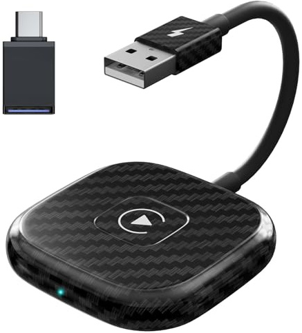CarPlay Adaptateur sans fil pour iOS, 2024 Dongle Carplay sans Fil Convertir CarPlay Filaire en sans Fil, Dongle CarPlay sans fil Plug & Play, Pour tous les téléphones portables équipés de iOS CarPlay
