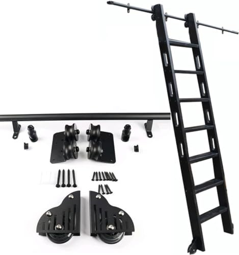 Scala scorrevole rustica nera kit hardware 4 m tubo rotondo binario libreria per casa/interno/loft porta del fienile scala mobile scala non inclusa