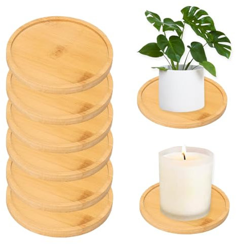 NCZCDZSW Dessous de Verre en Bois 6 Pièces 10cm Support Bougie Plaque de Bougie Assiettes à Bougie Ronds Dessous de Bougie en Bois pour Mariage Maison baptême Communion Jardin Décoration