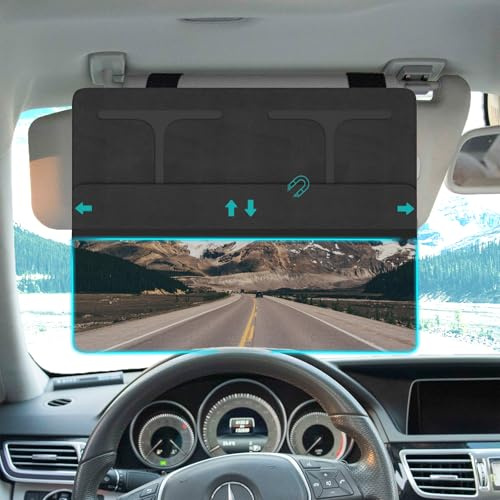 JGGDDU Extensor de Visera polarizada para Coche, Pantalla Parasol antideslumbrante, Lente de PC extraíble para Ampliar el Parasol para una conducción Segura, Negro