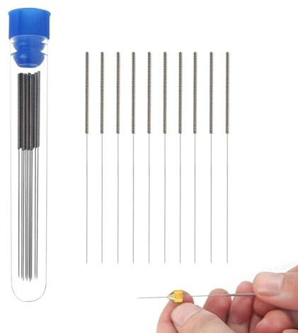 BORDSTRACT Outil de buse d'imprimante 3D, kit de nettoyage et d'entretien, 10 aiguilles de nettoyage de 0,5 mm pour buses de 0,5 mm, matériau de nettoyage rapide et facile