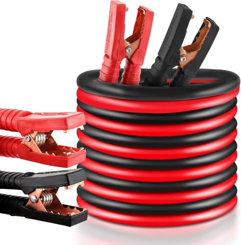 CROWNSHOP Insulated Booster Cables 6M 3000Amp Jump Leads Jumper Cables Jump Starting Dead or Weak Batteries Emergency Roadside Assistance Cable for Cars Vans Trucks Diesel Cars