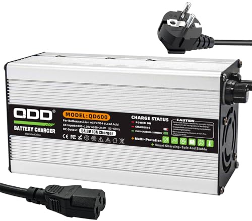 QDD Chargeur 54,6 V 10 A pour Batterie Li-ION 48 V, Sortie connecteur C13, Scooter, Chargeur de Voiture électrique, utilisé pour Batterie Lithium Lipo 13S 48 V