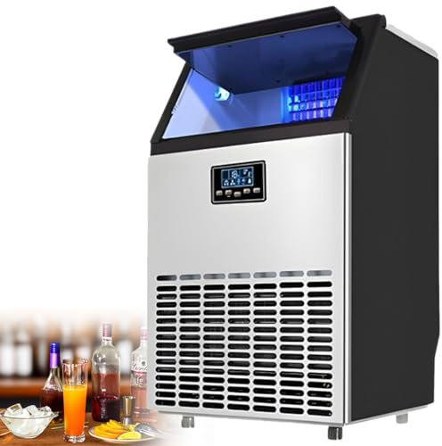 Machine à glaçons commerciale pour comptoir, machine à glaçons pour restaurant, maison, bar, hôtel, cuisine, machine à glaçons, grande capacité, fonction de nettoyage et de dégivrage,55KG/24H