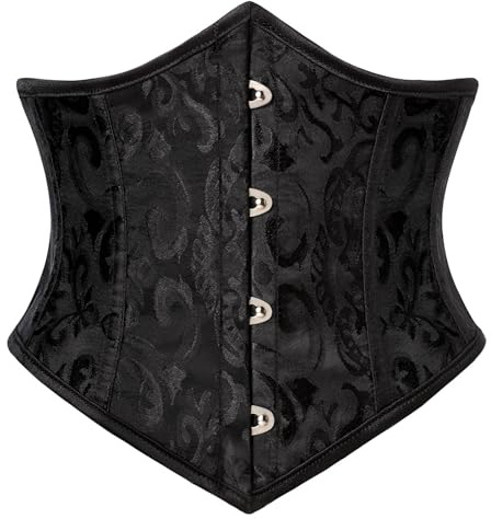 Scarlet Darkness Corset Belt for Women Fishbone Wide Waist Corset Pirate Belt Black Jacquard Size 14