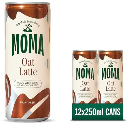 MOMA Iced Coffee • 12 x 250ml • Oat Latte • Arabica Beans & Oats • Vegan | Preservative, dairy & gluten free ready to drink iced oat milk latte. Made using rich Arabica coffee beans. Smooth & creamy.