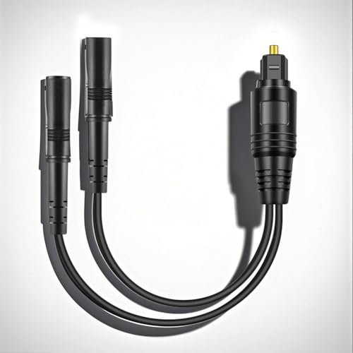 VOHESEA Digital Optical Splitter Adapter Kabel 1 in 2 Out, Digital Fiber Optic Audio Splitter 1 Stecker Eingang 2 Buchse Ausgangs für Heimkino, DVD Player, TV - 1 Stecker auf 2 Buchse (0.3M)