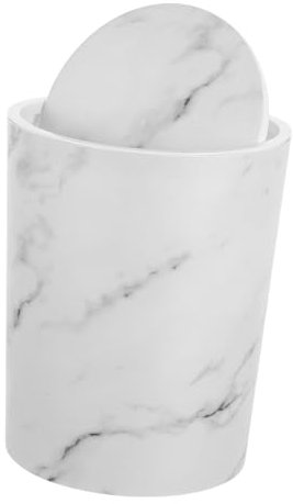 ABOOFAN Poubelle Plastique Ronde Avec Couvercle à Charnière Grand Volume Avec Motif Marbre Pour Cuisine Bureau Salle De Bain Corbeille Décorative à Anneau Presse-déchets Pratique Et Élégan