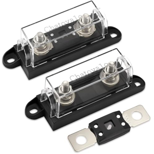 Chatovalo Porte-fusible MEGA avec fusible de 300 A, 12 V/24 V CC, lot de 2 | Tension admissible jusqu’à 125 V CC. Évolution du format ANL. Convertisseurs haute puissance & stockage d’énergie