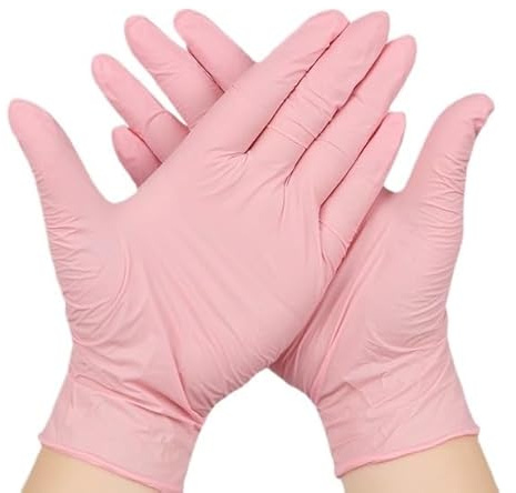 PBHOVIITG 100PCS Rosa Nitril Handschuhe Einweg Latex Frei Sicherheit Unsteril Haushalt Reinigung Schönheit Salon Tattoo Küche(Pink 100PCS,S)
