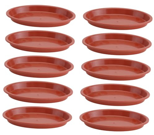 GARIOUANS 10 pièces Coupelles pour Pots de Fleurs Plastique Rouge Résistant Plateaux de Drainage de Forme Elliptique pour Bonsaï et Balcon Durables Accessoires de Jardinage Pratiques