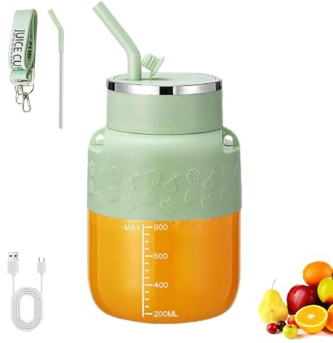 Blendgo 800 - Mixeur Portable, 2025 Nouveaux Mixeurs Portables Rechargeables Sans Fil De Grande Capacité Avec Paille Et Bandoulière, Hydratation/extraction De Jus 2 En 1 Pour Smoothies (Vert)