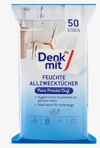 Multipurpose Wet Wipes Pure Freshness, 50 Stück – Marke DM Deutschland – kompatibel mit Denkmit – Feuchte Allzwecktücher Pure Frische, 50 St