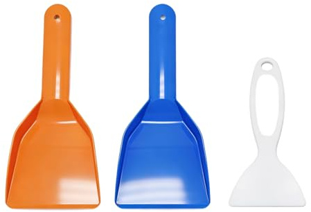 3-Pack Refrigerator Ice Scraper Set - Heavy Duty Freezer Frost Shovel & Window De-Icer - Non-Scratch Plastic Defrosting Tool for Kitchen, Car & Home - Blue, Orange, White