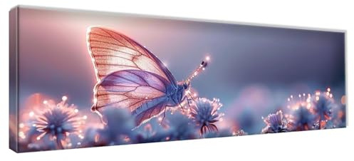 Diamond Painting Púrpura Diamond Painting Adultos Mariposa Cuadro Diamantes 5D, Pintura de Diamante, Kit de Manualidades para Adultos, Cristal de Estrás Pintura para Decoración Pared 105x35cm 0R-787