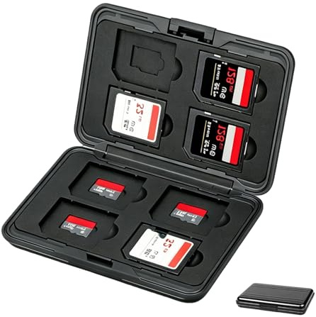 Estuche para Tarjetas de Memoria, Estuche para Tarjetas Micro SD Caja de Almacenamiento Impermeable Antigolpes Capacidad para 8 SD 8 TF Organizador Compacto Anti Polvo Anti Estático