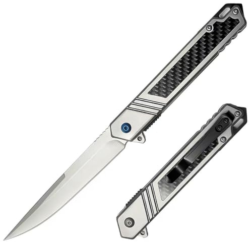 GUANYISTO Taschenmesser Klappmesser mit Carbonfaser, Robustes Taschenmesser für Camping, Wandern – Edelstahl Tragbares Outdoor Messer, Männer Geschenk