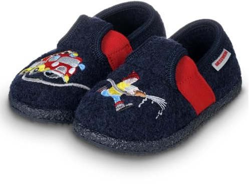 GIESSWEIN Kinderhausschuh Trulben - Warme Jungen Hausschuhe, Wollfilz Slippers, rutschfeste Latex Sohle, Filz Pantoffeln