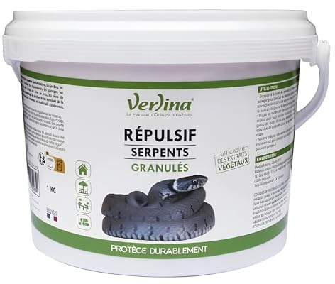 Verlina Repellente per Serpenti e Lucertole in Granuli - Protezione 200 m² - Anti Vipere e Bisce Potente - Prodotto da Esterno Efficace per Giardino e Terrazza - 1 kg
