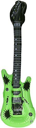 1 x Fancy Dress Rock N Roll Party Inflatable Neon Coloured Guitar Green