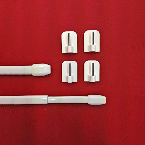 Easy-Shadow - 2 Stück Vitragestange 100-180 cm inkl. 4 Stück Klebehaken in Farbe weiß - Scheibenstange Cafehausstange ausziehbar 11 mm Höhe - weiß