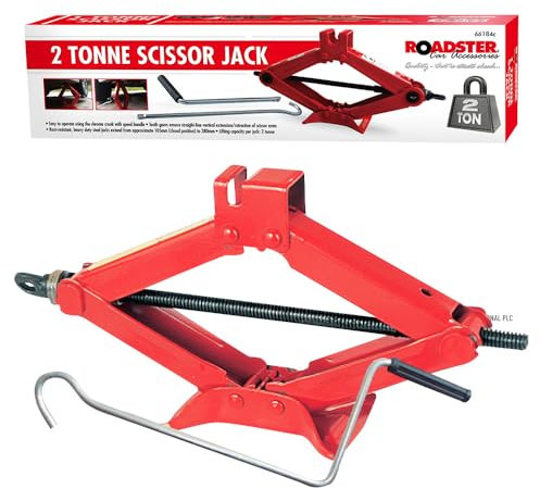 2 Ton Tonne Scissor Jack - Heavy Duty Lift, Wind Up, Hand Tool | For Car, Van, Garage, Home Emergency, Automotive Vehicle Lifting Tools, Extending Retracting Tyre Change Jack
