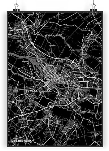 Mr. & Mrs. Panda Bild Bremen DIN A4 - Geschenk, wanddeko, Stadt Dorf Karte Landkarte Map Stadtplan, kunstdruck poster, Plakat, drucke