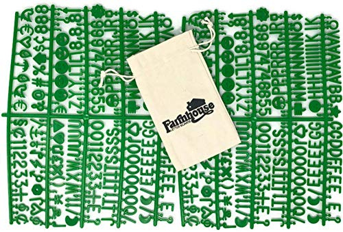 Green Letter Set for Changeable Felt Letter Boards, 3/4 460 Characters (Includes Symbols / Emojis, Numbers, Punctuation) & Burlap Storage Bag