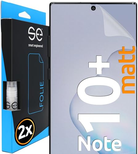 2x se® 3D SCHUTZFOLIE Entspiegelt für Samsung Galaxy Note 10 Plus,Anti-Staub, 100% Fingerabdruck & FaceID kompatibel, einfache blasenfreie Installation, Ultra-Klar, Stoß-Kratzfest, aus Deutschland