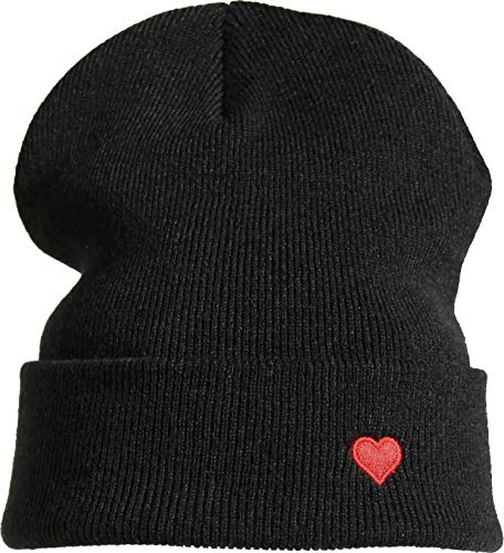 Baddery Beanie - „Herz“ - Bestickte Strickmütze | Warme Wintermütze für Damen & Herren