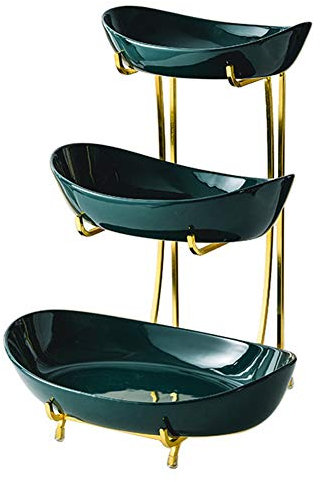 MSQL 3 Tier Oval Bowl Set Ceramic Fruit Basket Household Decorative Serving Tray Platter, for Desserts, Cakes, Vegetables, Salads