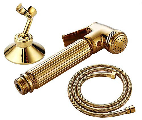 SHUGUANG Bidet Handbrause, Toilette Bad Bidet Set Messing Bidet Armaturen WC Wandmontage Bidet Sprüher WC für WC mit 1.5M Schlauch und Halter für Badezimmer,Gold