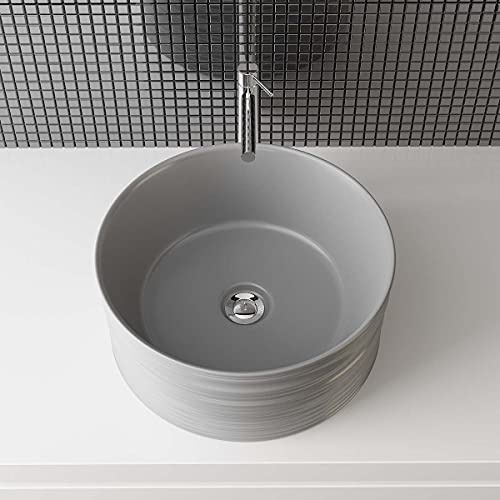 Waschbecken24 41 x 41 x 18 CM Design Keramik Waschbecken Aufsatzwaschbecken Handwaschbecken Waschschale für Waschtisch Badezimmer Gäste-WC A461GAMW