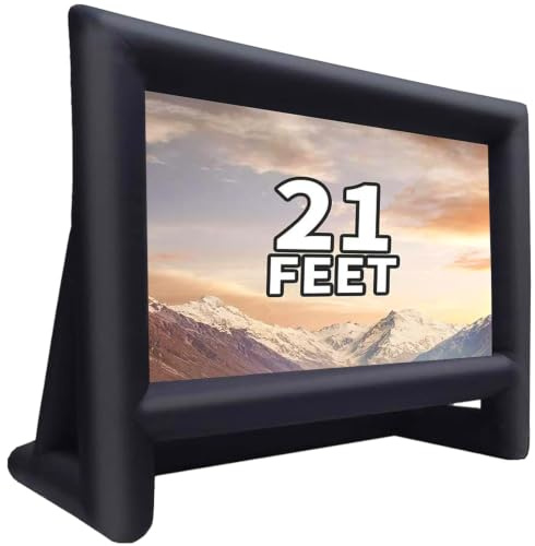 GYUEM Schermo di proiezione gonfiabile per esterni da 6,4 m, schermo gonfiabile per TV e film, con ventilatore, schermo di proiezione portatile per home theater, supporto per interni ed esterni,