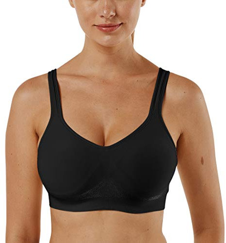 Vertvie Donna 1/2/3 Set Basic Reggiseno Sportivo Senza Ferretto Senza Cuciture Imbottite Yoga Running Reggiseno Top(A-Nero,XL)