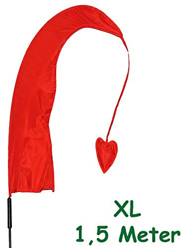 alles-meine.de GmbH 1 Stück XL - 1,5 m - Windfahne/Balifahne - ROT - mit Fahnenstange - UV-beständig & wetterfest - Windrichtungsanzeige - aus Nylon/Flagge Windrichtung..