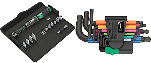 Wera Click-Torque A 6 Set 1 Adjustable Torque Wrench Set, 1/4 Hex Drive, 2.5-25 Nm, 20pc, 05130110001 & 05133164001 950/9 Hex-Plus Multicolour 2 L-Key Set
