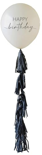 Ginger Ray Happy Birthday Balloon with Black Tassel Tail
