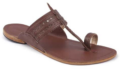 KORAKARI Kolhapuri Chappal Sandales faites à la main pour homme, douces et confortables, élégantes et antidérapantes, en cuir véritable, chaussures traditionnelles.