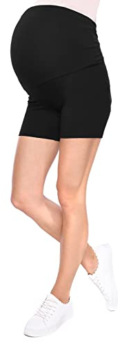 MijaCulture Legging de grossesse court et confortable pour femme enceinte M012, Noir , S
