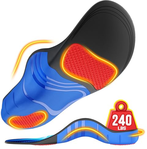 NEUPU 240+lbs Plantar Fasciitis Insoles Men Women, Comfort Heavy Duty High Arch Support Insoles for Pain Relief Absorb Shock, Work Boot Shoe Inserts Orthotic for Flat Feet, Pronation, Heel & Foot Pain