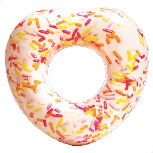 Intex 56253NP - Aufblasbarer Schwimmring Herz-Donut mit Zuckerstreuseln, Vinyl, Mehrfarbig, 94x89x25 cm