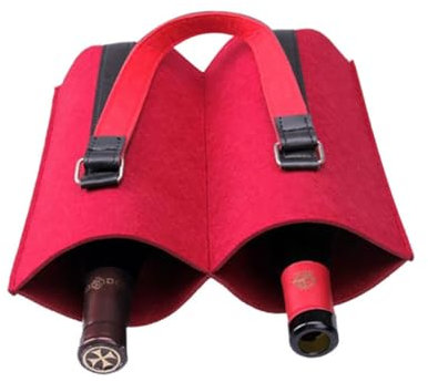 NUOBESTY Filz Rotwein Flaschentasche Mit Griff Wiederverwendbarer Weinbeutel Für 2 Flaschen Flacher Boden Nachhaltige Geschenkverpackung Für Partys