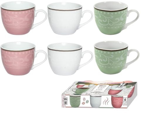 Maury's Servizio Di Tazzine, Linea Sissi, Realizzate In porcellana Ricamata, Per il caffè, In differenti colorazioni, Per Ogni tua Occasione Speciale! (Senza Piattino- Multicolore)