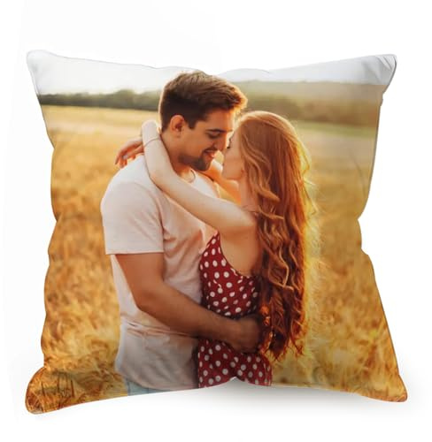 SMchwbc Personalisiertes Geschenke Kissen mit Foto & Text Bedruckt, Kissen Personalisier Kissen mit Foto Bedrucken Lassen, fotokissen mit eigenem Foto 40x40 kein Füllstoff (1,40 x 40 cm)