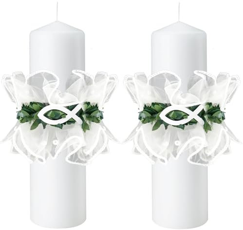 2 Pcs Mariage Baptême Jupe de Bougie, Anneaux de Bougies en Feuilles Poisson