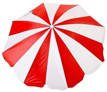 Creaciones Llopis Ombrellone da spiaggia protezione UV 50+, 8 aste e 16 pannelli, Rosso a righe, 220 cm.