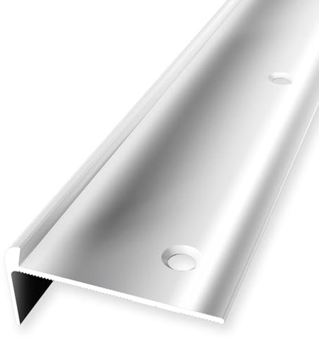 Perfil de borde de escalera, 21 x 48 x 2500 mm, perfil de ángulo de aluminio de alta calidad, avellanado, perforado, aluminio pulido, altura del borde 5 mm Küberit